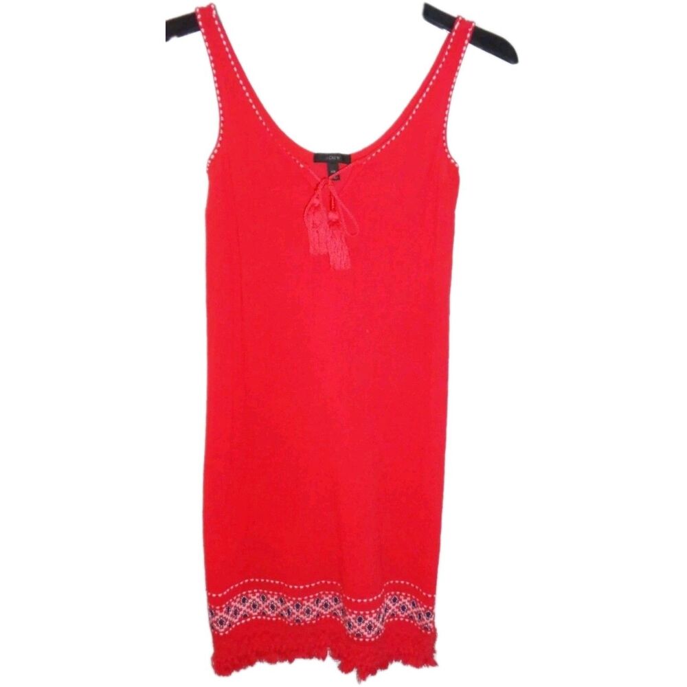 J. Crew Red Embroidered Tunic Top / Mini Dress Size Med
